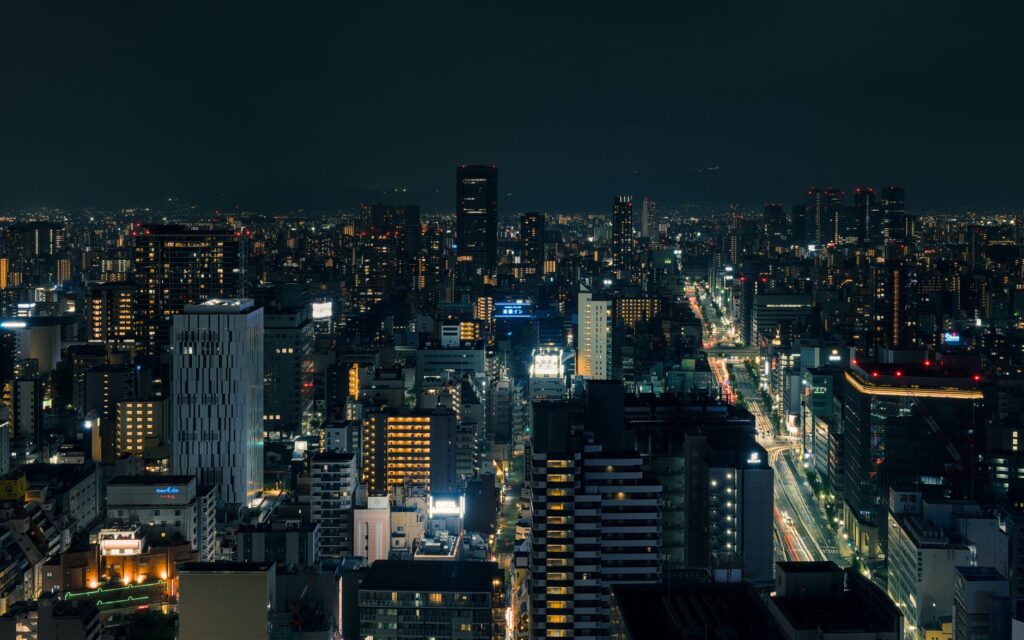 大阪の夜景と市街地