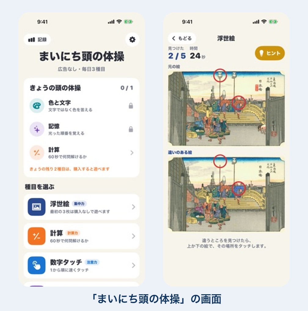 脳トレを続けるコツのアプリの画面