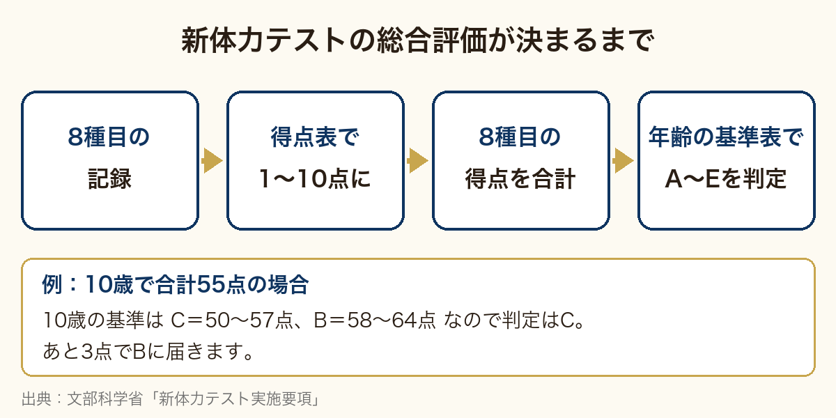 新体力テストの判定の見方の図